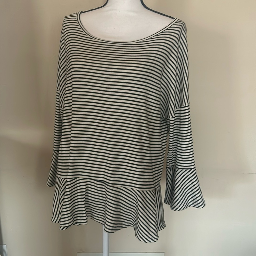 Relaxed Fit Peplum Striped Top